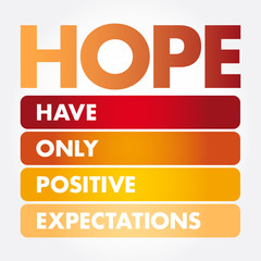 HOPE - Hanging Onto Positive Expectations acronym, concept background