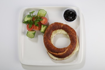 simit called turkish baked street food cuisine bagel