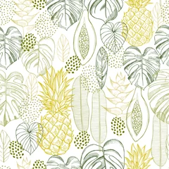 Dekokissen Vector  seamless pattern  with  hand drawn tropical plants. Monstera plant. © rraya