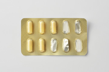 Pills isolated on white background	
