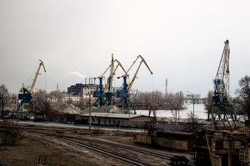 Fototapeta na wymiar Industrial area of the Dnieper River