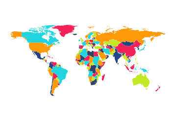Colorful Hi detailed Vector world map complete with all countries names