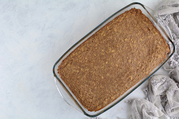 Applesauce Cake with Low Fat Zero Point Oat Crust and Yogurt Topping- Recipe Preparation Photos with Ingredients and Step by Step Instructions
