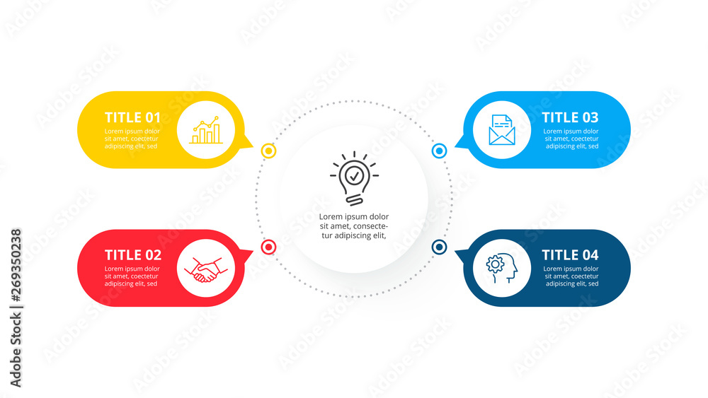 Aufkleber Flowchart infographic template with 4 steps or options. Vector business template for presentation.