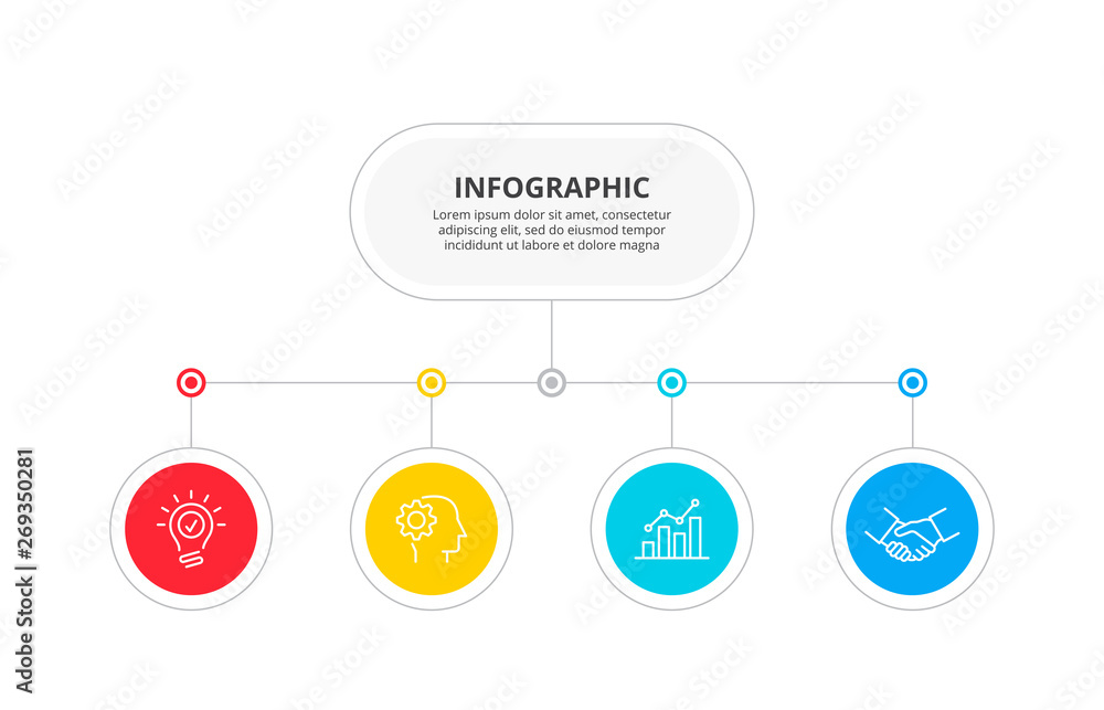Poster Flowchart infographic template with 4 steps or options. Vector business template for presentation.