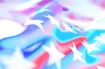 Naklejka na ściany i meble Neon abstract photo with the flag of America.