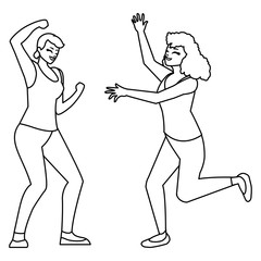 happy young women celebrating characters