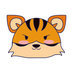 Cute tiger animal cartoon blue lines