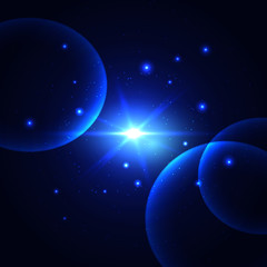 Obraz na płótnie Canvas Star burst and sparkles background. Glow blue light effect with glitter. Vector flash beams template.