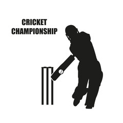 illustration of batsman silhouette playing cricket championship sports
