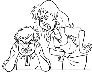 Conflict. A man and a woman quarrel