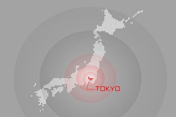 Tokyo in the map of Japan. Japan base Tokyo. 日本地図の中の東京  日本の拠点　東京