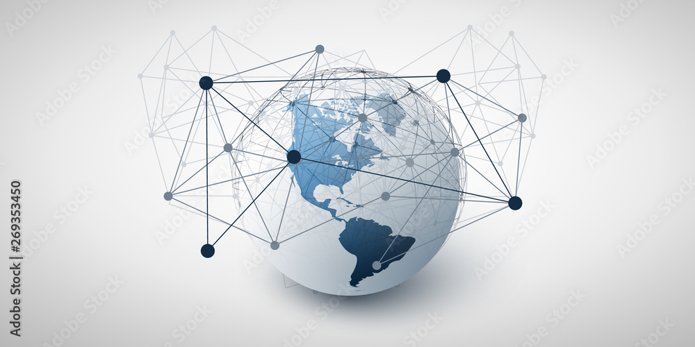Poster abstract cloud computing and global network connections concept design with transparent geometric me