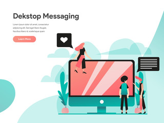 Desktop Messaging Illustration Concept. Modern flat design concept of web page design for website and mobile website.Vector illustration EPS 10