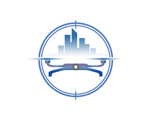 Modern Urban Drone And Target Logo Illustration In Isolated White Background
