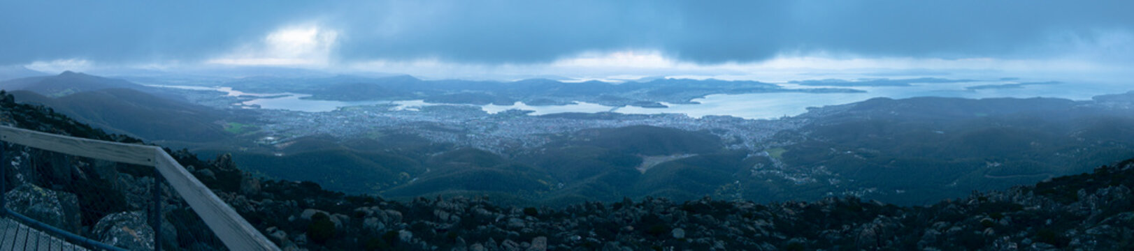 View from on top of Mount Wellington in Hobart, Tasmania.