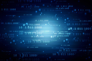 2d illustration abstract digital binary data on computer screen