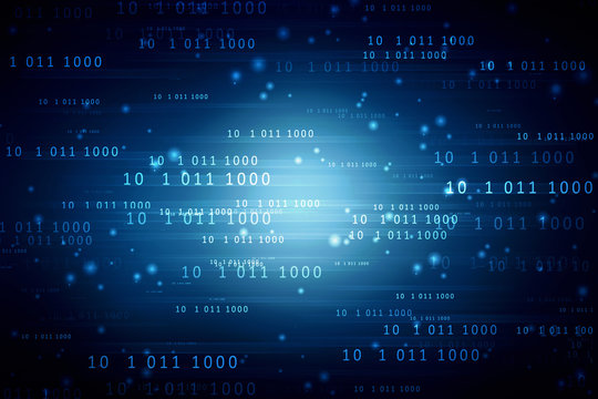 2d illustration abstract digital binary data on computer screen