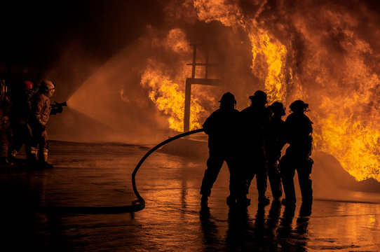 firefighters at the fire