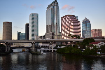 Tampa, Flordia, USA - January 7, 2017: Downtown city skyline over the Hillsborough River