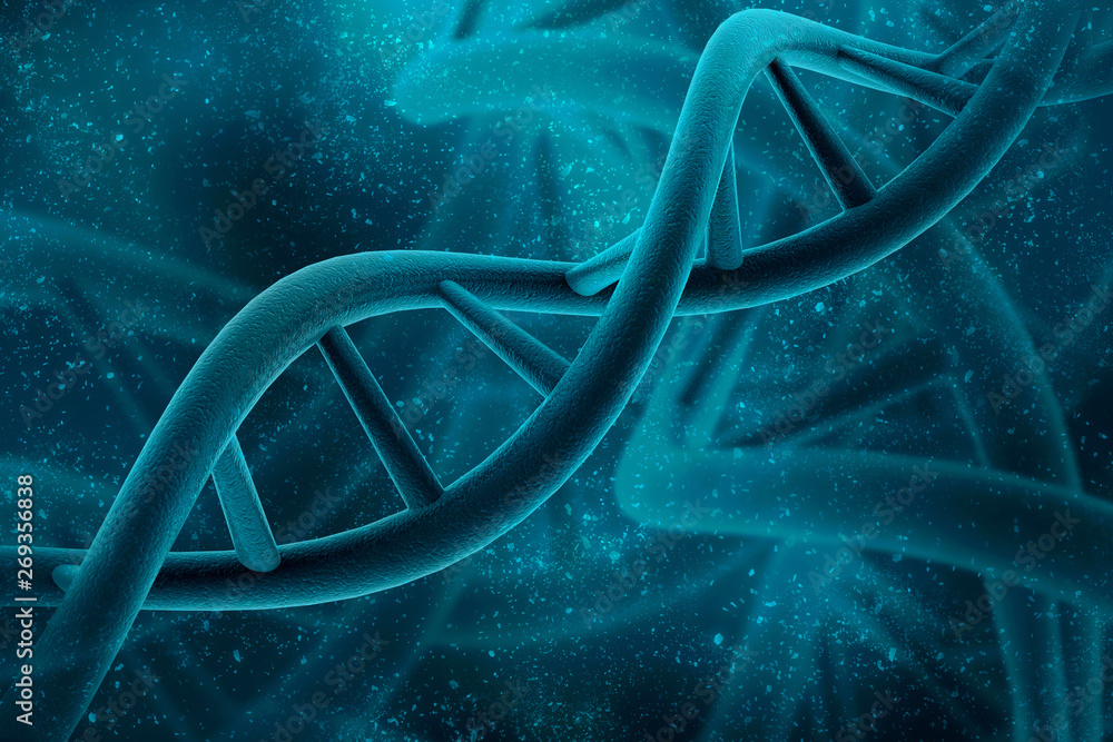 Poster 3d render of dna structure, abstract background