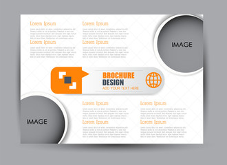 Landscape wide flyer template. Billboard banner abstract background design. Business, education, presentation, advertisement concept. Orange color. Vector illustration.