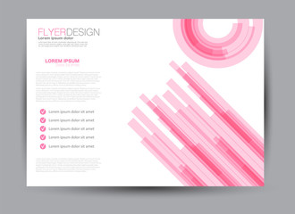Landscape wide flyer template. Billboard banner abstract background design. Business, education, presentation, advertisement concept. Pink color. Vector illustration.
