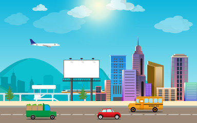 transportation and city traffic infographics element cartoon style. can be used for workflow layout, diagram, web design, banner template. Vector illustration