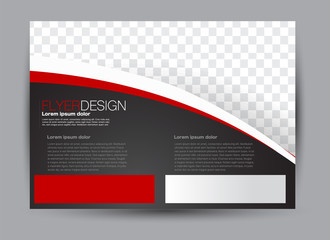 Landscape wide flyer template. Billboard banner abstract background design. Business, education, presentation, advertisement concept. Black and red color. Vector illustration.
