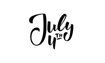 July 4th. USA Independence Day lettering label design.