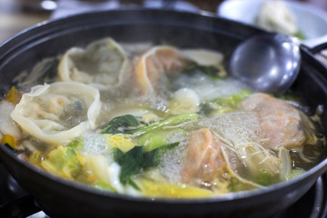 Mandu jeongol is korea traditional dumpling stew.