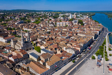 Vue aérienne ville de Mâcon