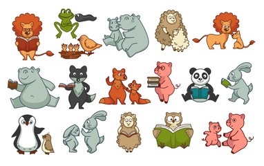 Animals childish book isolated characters wildlife and mammals