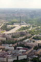 Obraz premium Russia, Moscow - May 22, 2019: RussiaView of the hotel Moscow from the observation deck of a skyscraper.