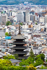 Yasakanoto pagoda and Cityscape of Kyoto City, Kyoto Prefecture, Japan