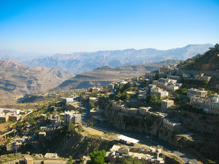 Fototapeta na wymiar Aerial view to Hajjah city and Haraz mountain, Yemen
