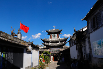 Cathedral of the Sacred Heart the main Catholic church of Dali, Yunnan, China. Dali, Yunnan, China...