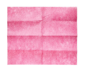 Open pink cleaning rag on an isolated white background