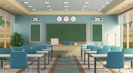 Colorful classrom without student - obrazy, fototapety, plakaty