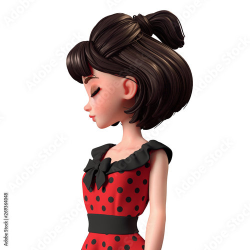 Close Up Side Portrait Of 3d Cartoon Character Woman