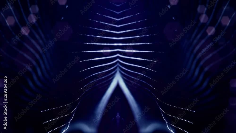 Aufkleber glow particles form sci-fi cosmic background. looped 3d animation. blue symmetrical structures ver 7