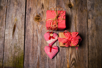 Vintage gift box on wooden background