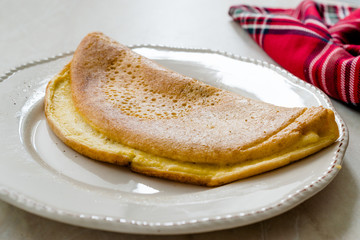 Fluffy Omelette Homemade Mont Saint Michel Style for Breakfast.