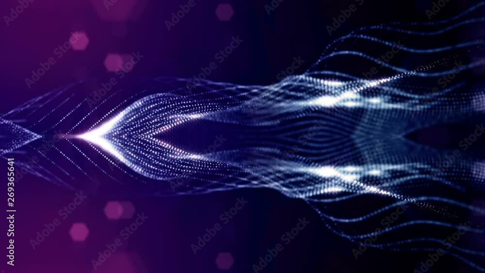 Poster glow particles form sci-fi cosmic background. looped 3d animation. blue symmetrical structures ver 1
