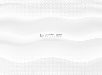 Abstract vector gradient white wavy design decoration with halftone pattern. illustration vector eps10