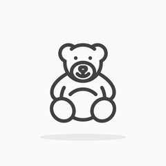 Teddy bear icon in line style. Editable strokes.
