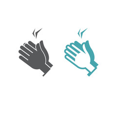 Vector illustration of two hands clapping. Set of two vector icons. Thanks for the performance, the performance. Flat design Monochrome