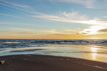 Fototapeta na wymiar Background with sunset on the sea landscape