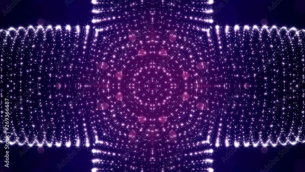 Poster glow particles form sci-fi cosmic background. looped 3d animation. blue symmetrical structures ver 1
