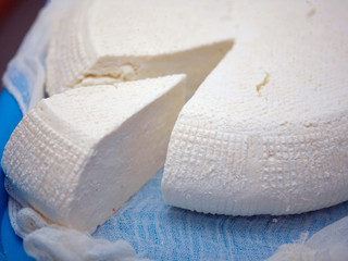 Macro shot of a homemade cheese